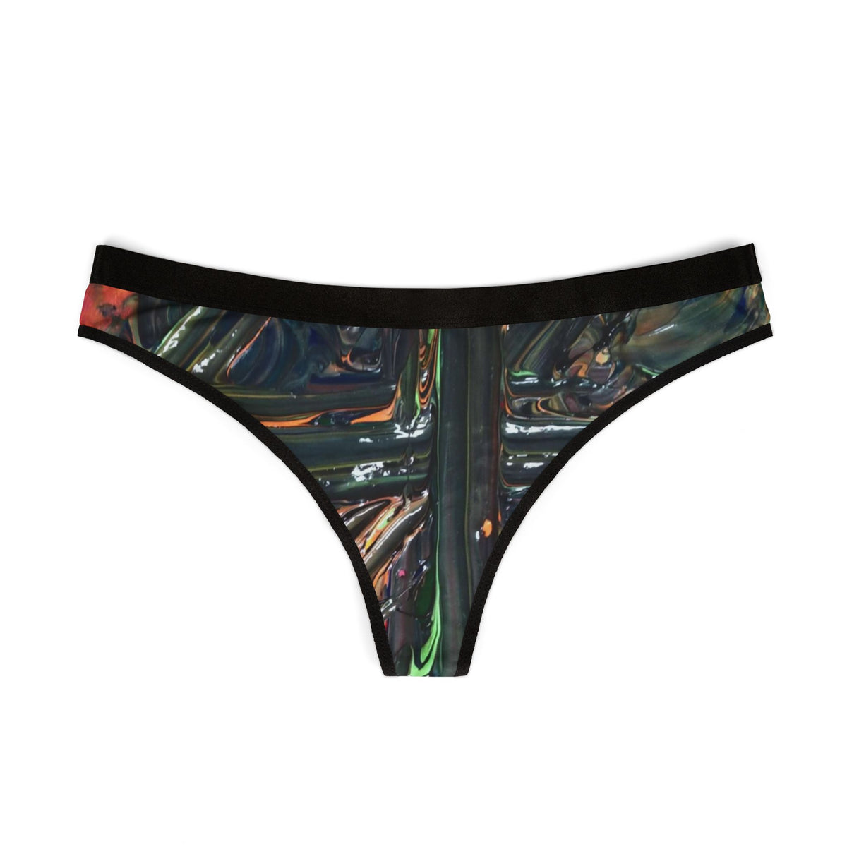 Abstract Metallic Art Thong — Women's Patterned Bikini Underwear