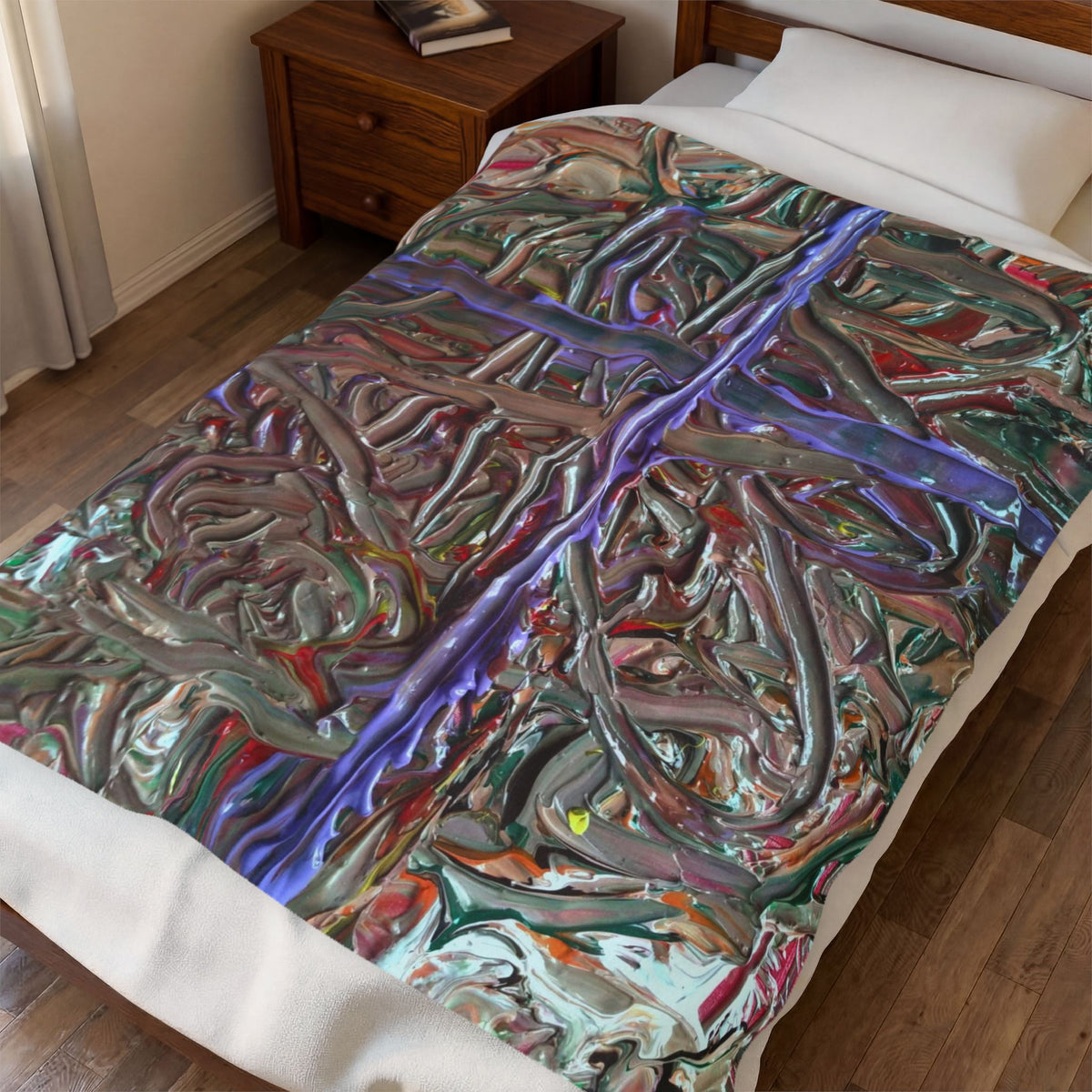 Abstract Artistic Velveteen Plush Blanket – Cozy Home Decor, Gift for All Occasions, Soft Throw, Bedding Accessory