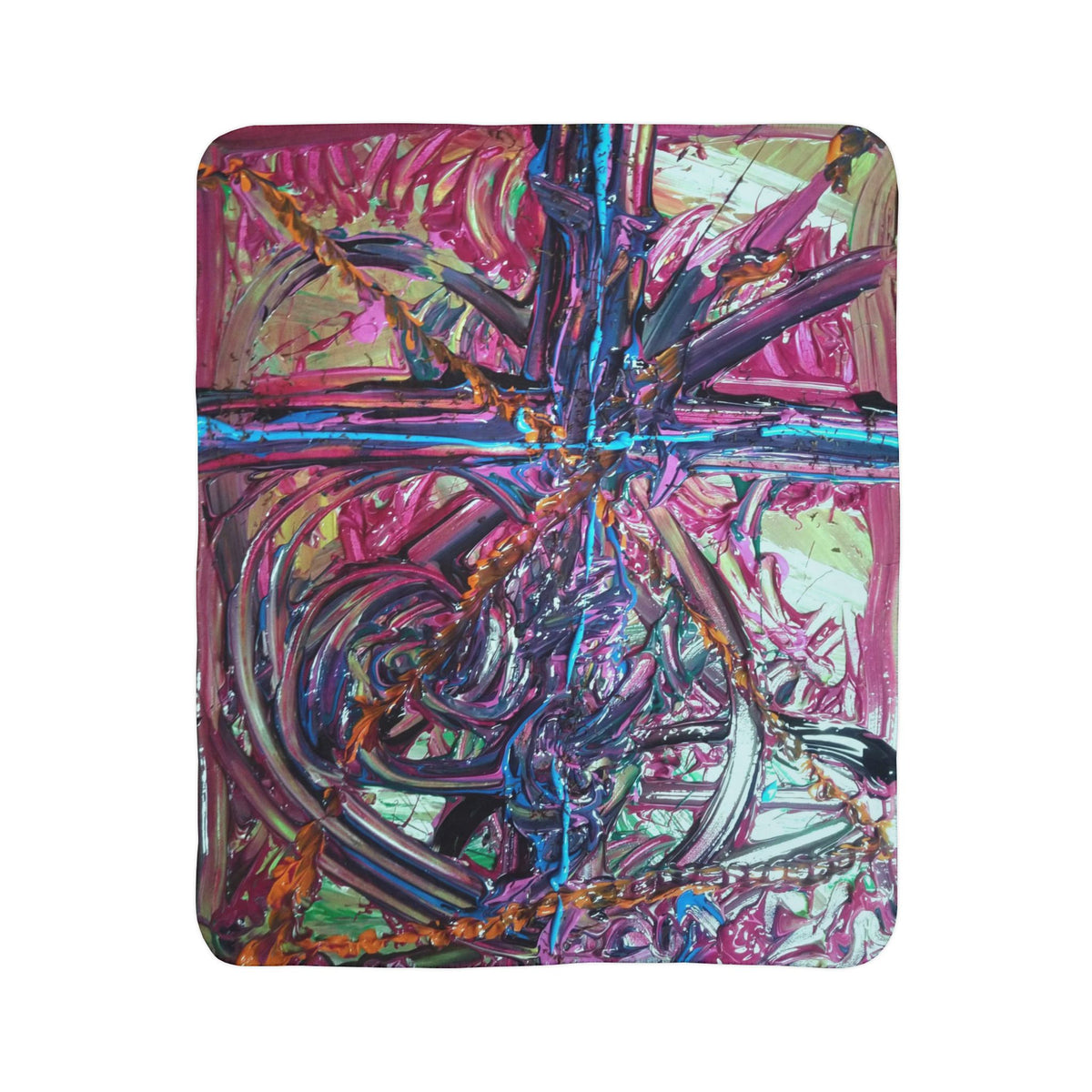 Abstract Starburst Sherpa Blanket — Colorful Textured Art Throw