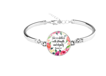 Patterned Bible Bracelet with Gemstones and Chain JahSonFire