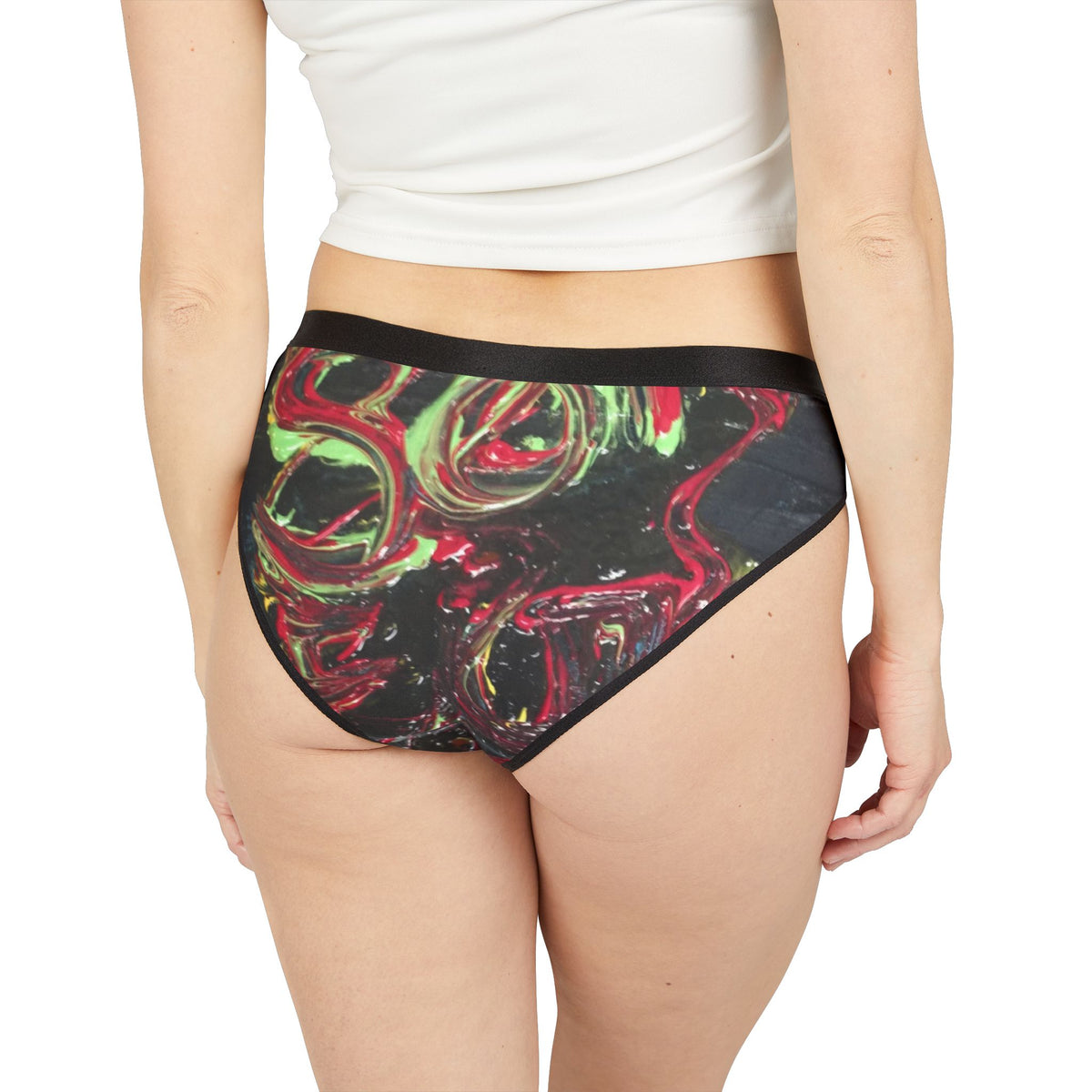Women's Bikini Briefs — Abstract Red & Green Swirl Art Print
