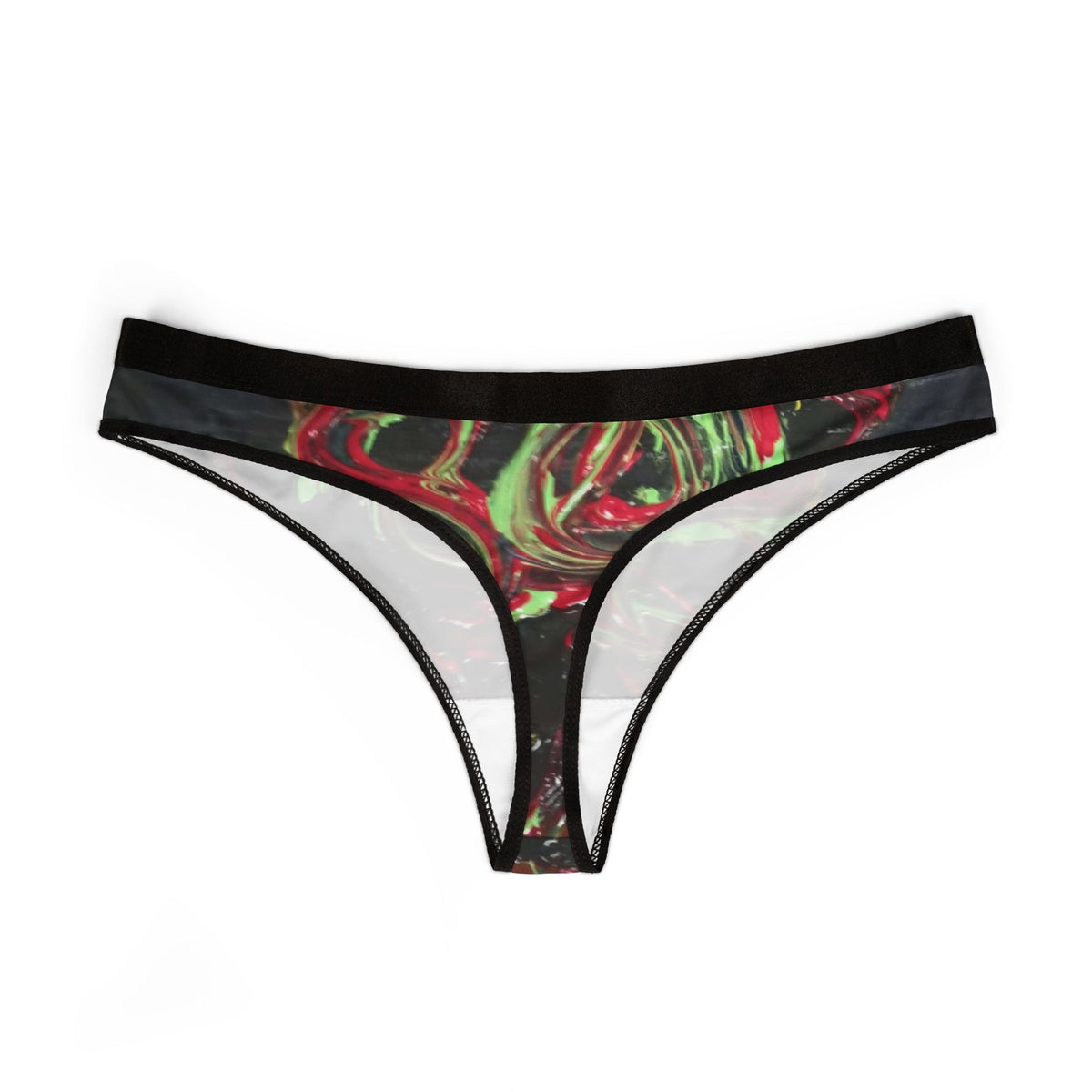 Abstract Neon Roses Women's Thong – Floral All-Over-Print Lingerie