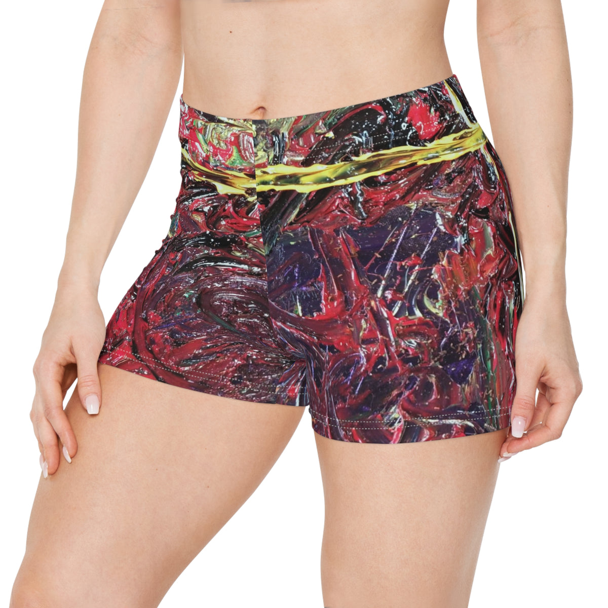 Abstract Red Marble All-Over Print Women's Shorts