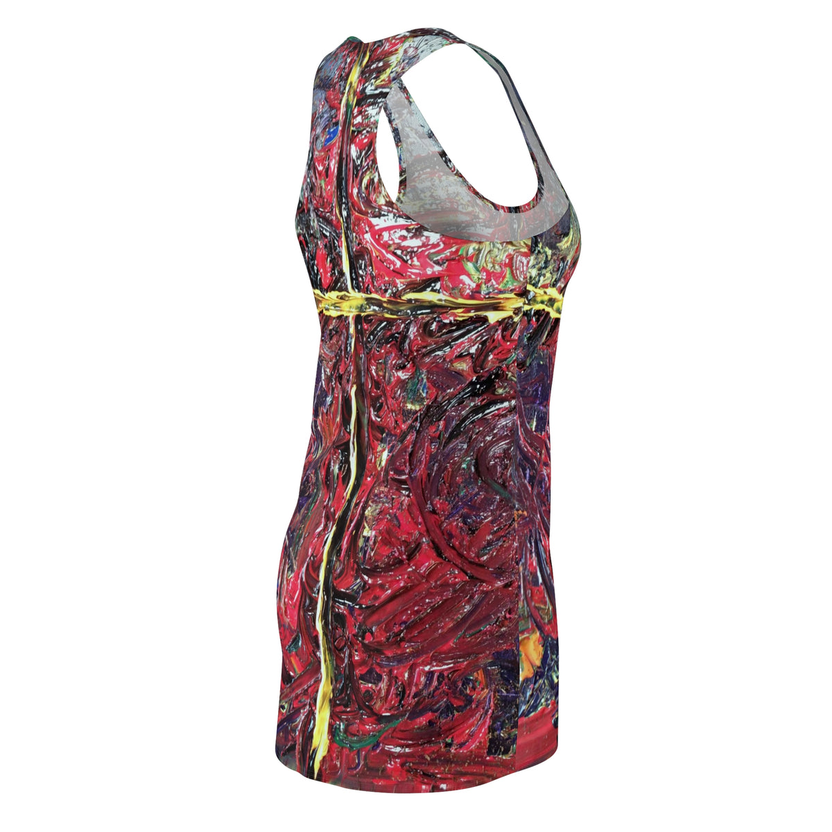 Racerback Dress — Abstract Red & Gold Cross Art Print