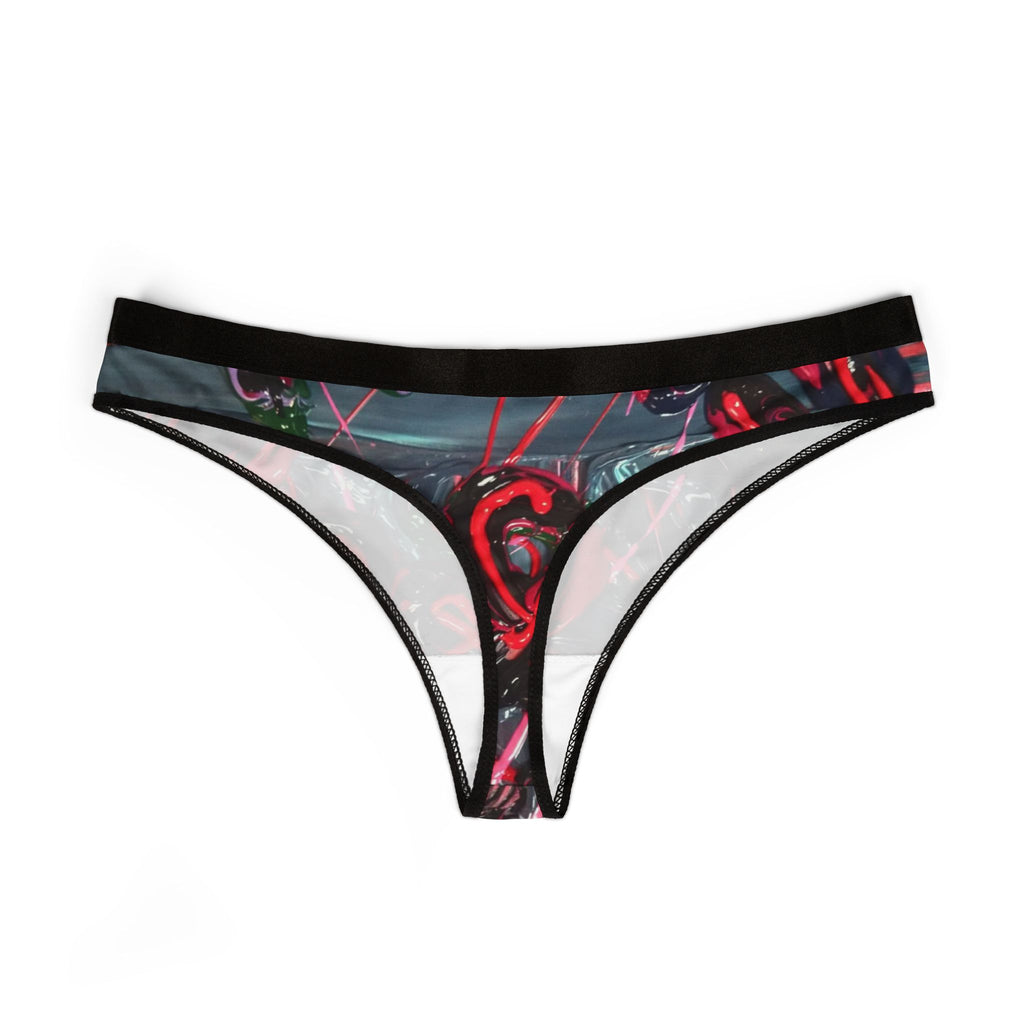 Neon Heart Graphic Thong - Women's Sexy Printed Underwear