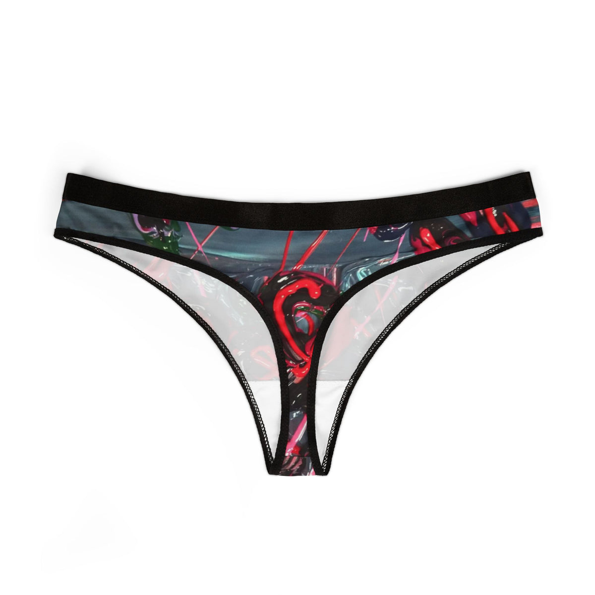 Neon Heart Graphic Thong - Women's Sexy Printed Underwear