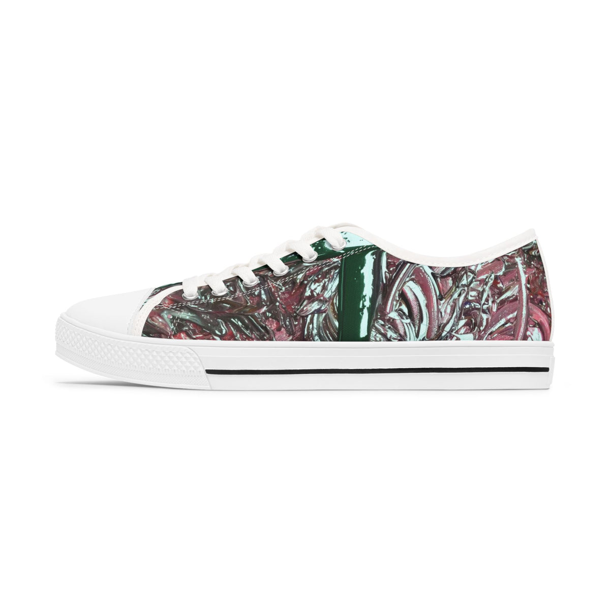 Low Top Sneakers — Abstract Marbled Green & Pink Pattern