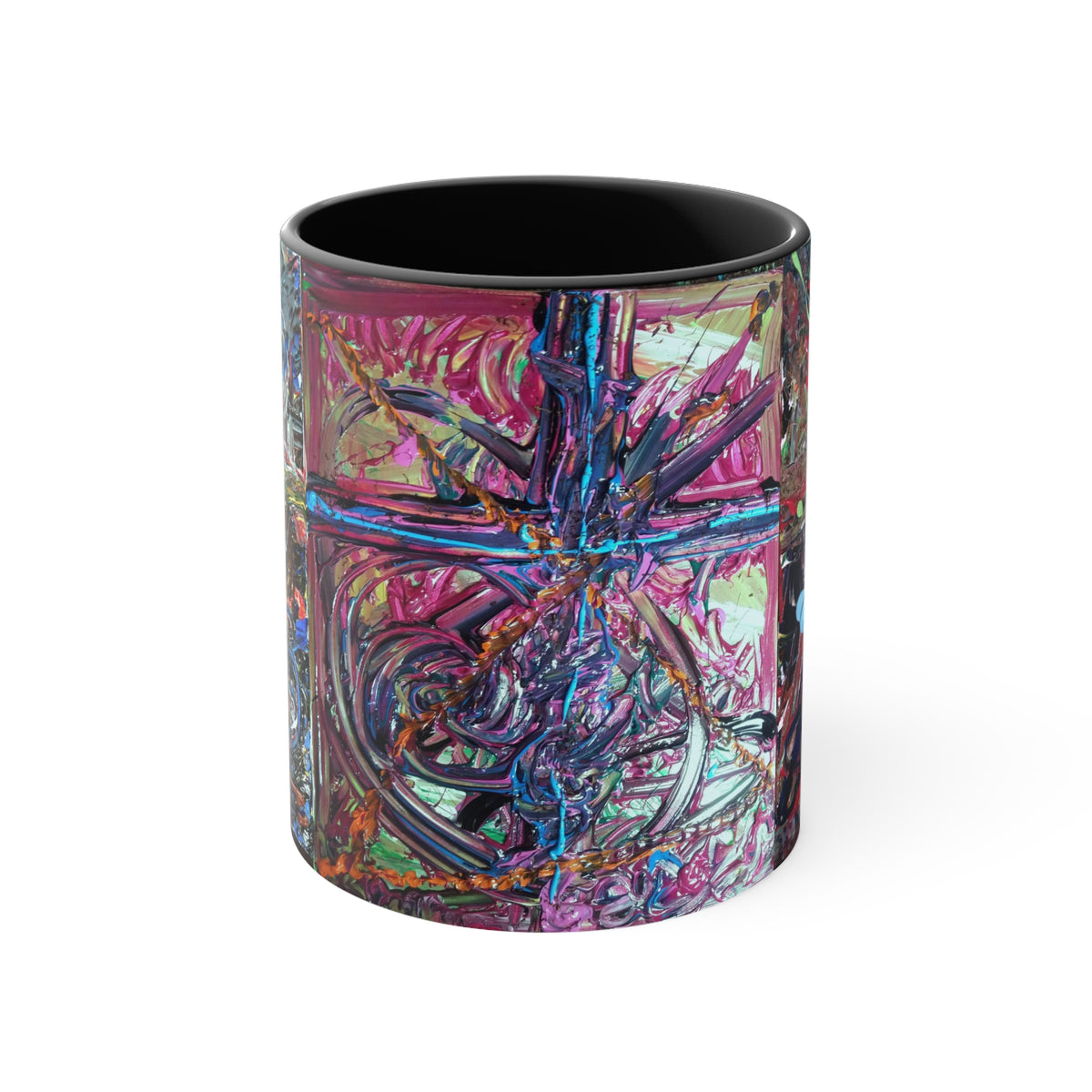 Abstract Colorburst Accent Mug — Pink Interior