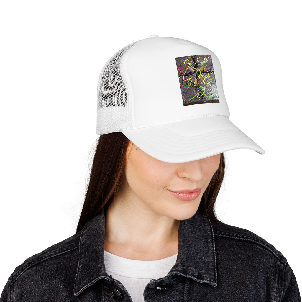 Abstract Neon River Foam Trucker Hat