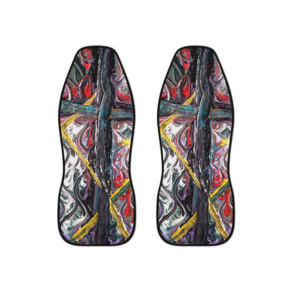 Abstract Expressionist Car Seat Covers — Colorful Painted Auto Seat Protector