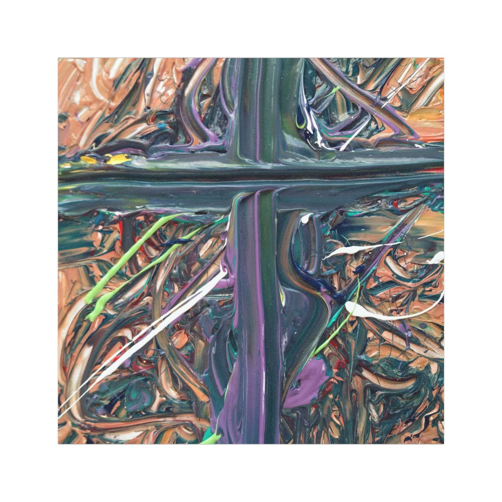 Abstract Resin Art Car Magnet — Colorful Swirl Cross Design