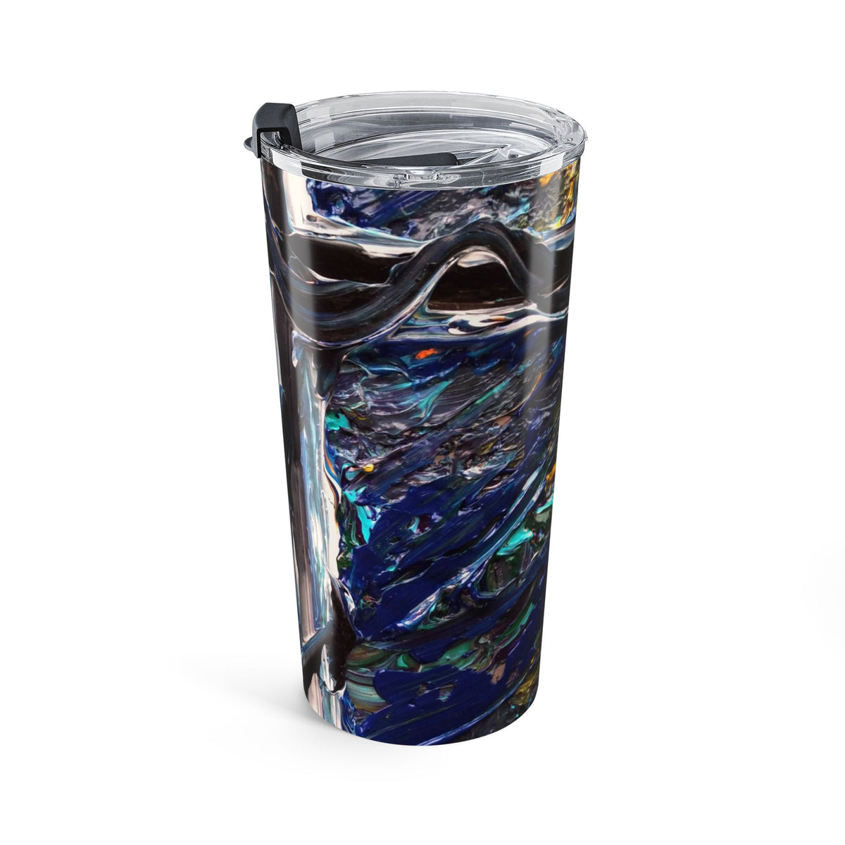 20oz Abstract Ocean Resin Tumbler — Iridescent Blue Travel Cup
