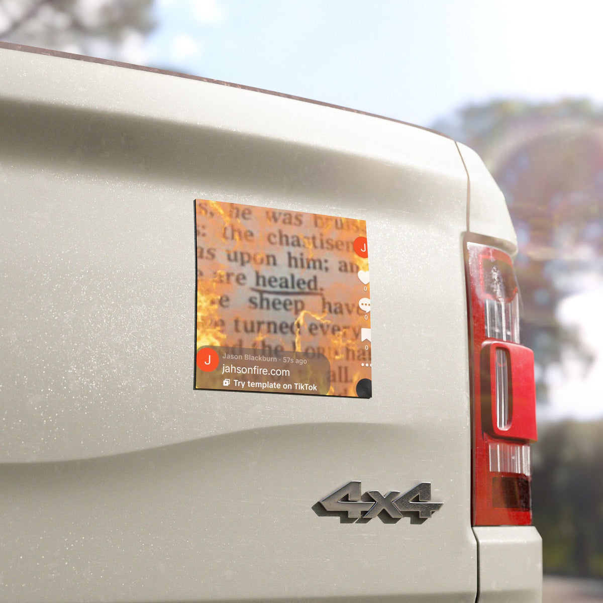 Car Magnet — Vintage Bible Text 'are healed' Flame Overlay