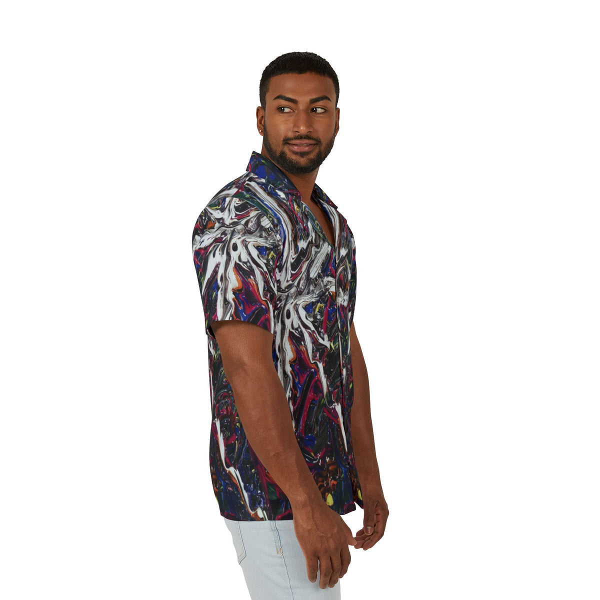 Abstract Swirl Hawaiian Shirt - Men’s All-Over Print Camp Shirt