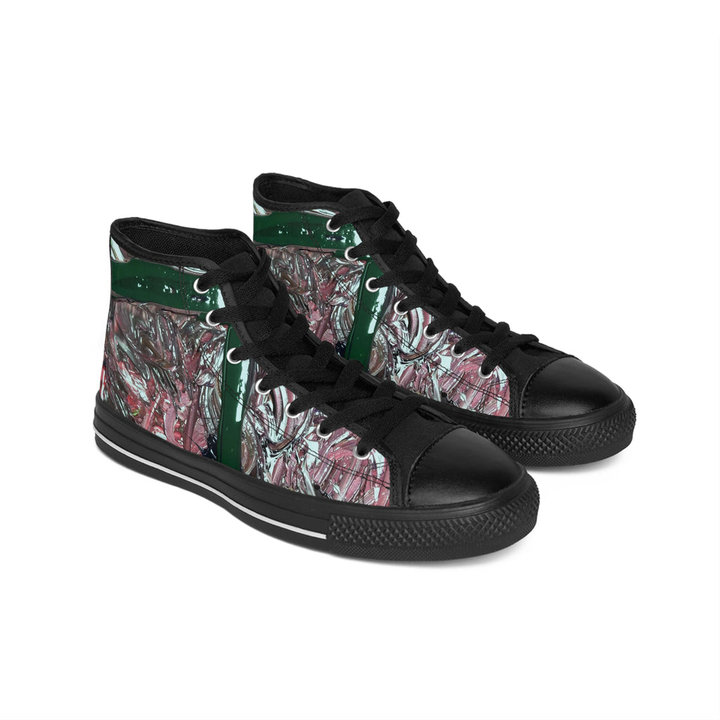 High-Top Sneakers — Abstract Pink Green Graffiti Design