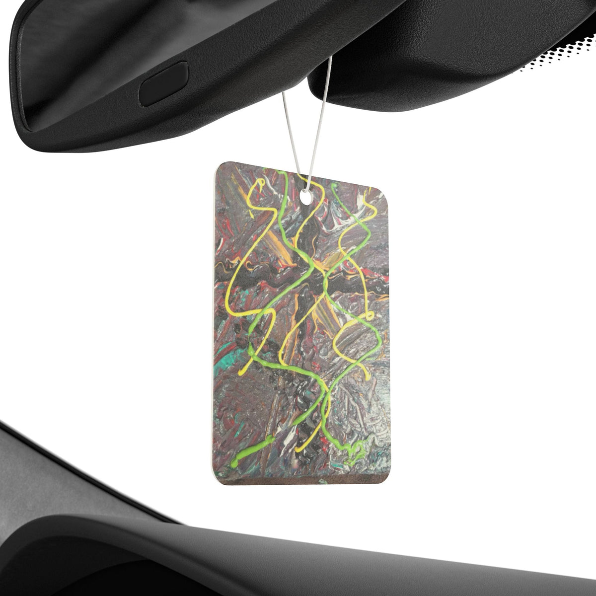 Abstract Neon Swirl Car Air Freshener – Vibrant Modern Design Printify