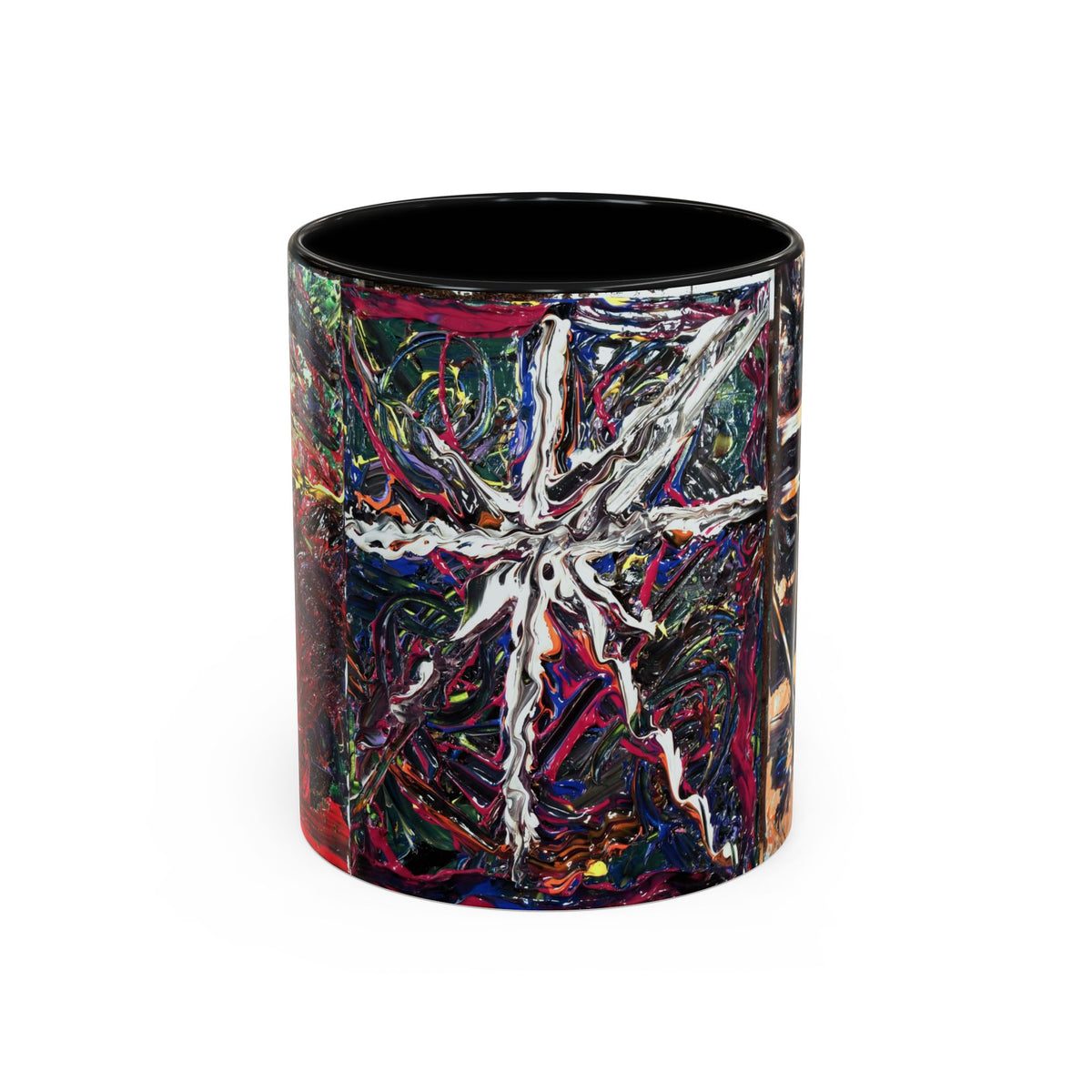 Abstract Starburst Accent Coffee Mug — Colorful Modern Art Ceramic (11/15oz)