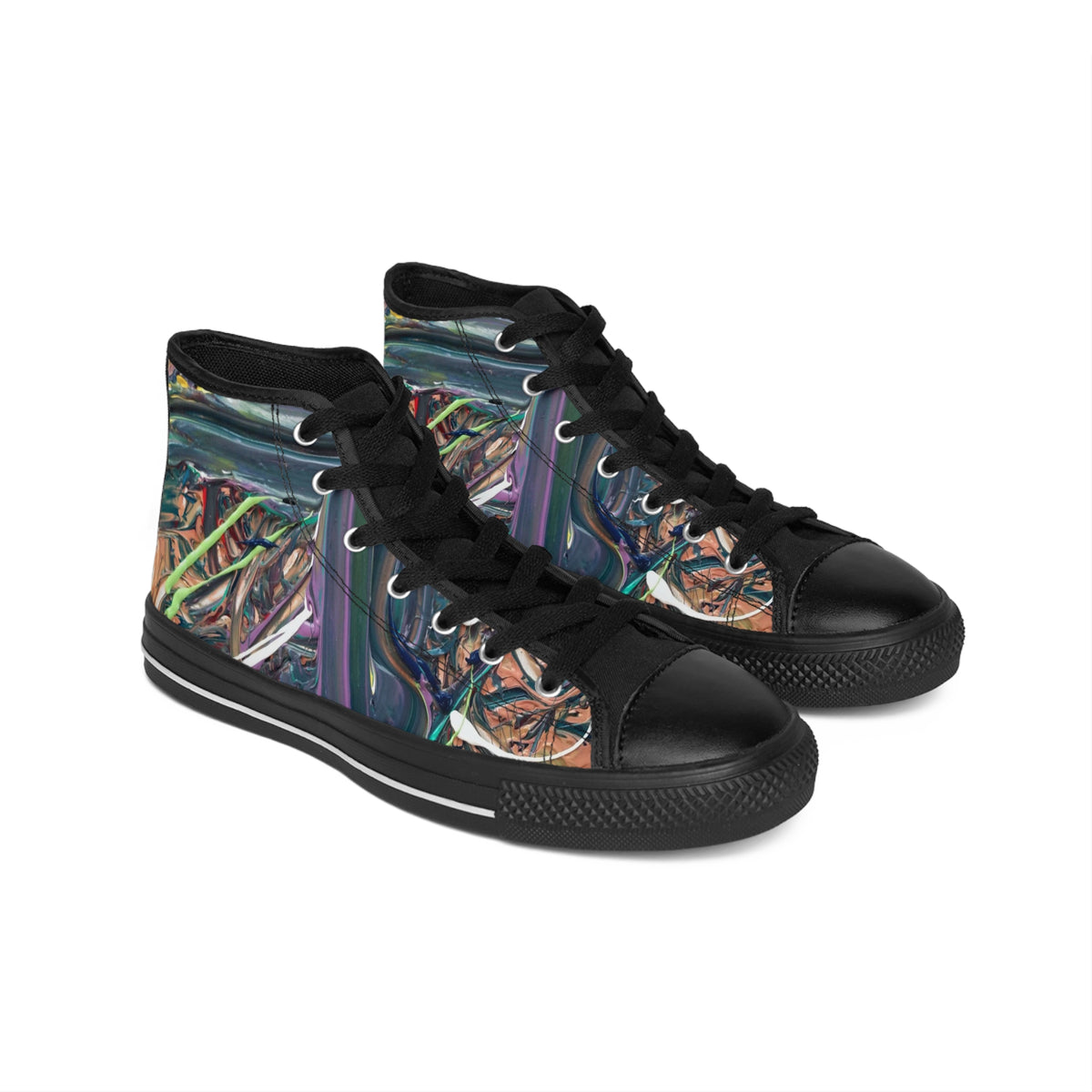 Abstract Urban High-Top Sneakers — Colorful Swirl Art Men's Sneakers