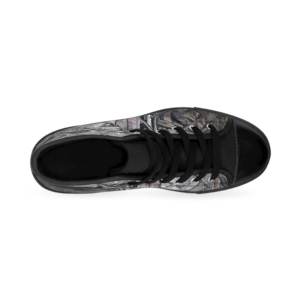 High-Top Sneakers — Abstract Twisted Wood Pattern