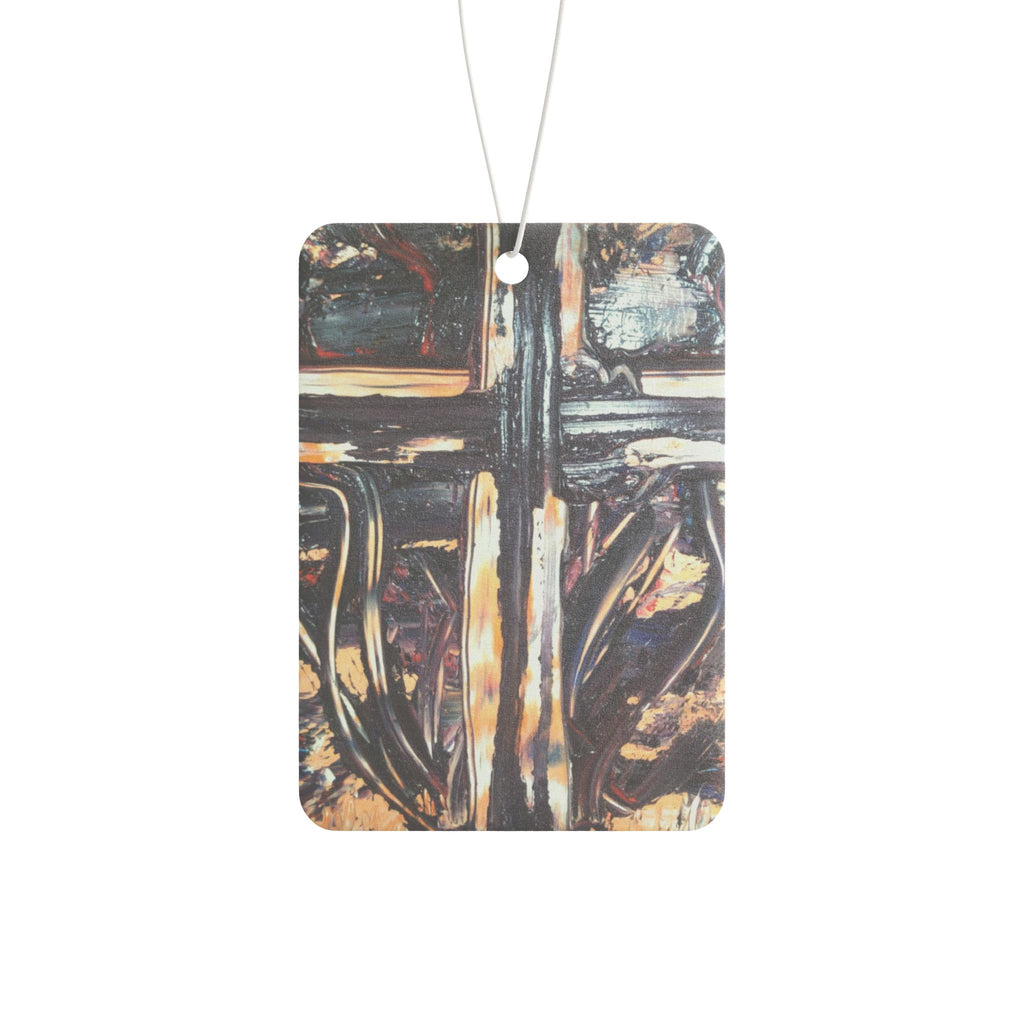 Car Air Freshener — Rustic Metal Cross Design Air Freshener (Religious, Inspirational)