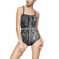 Abstract Industrial Tangle One-Piece Swimsuit — Dark Metallic Art Print