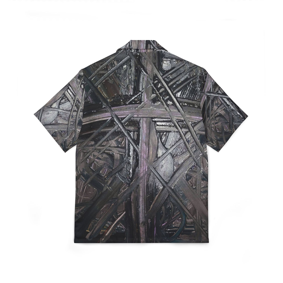 Abstract Dark Wood Pattern Hawaiian Shirt — Men's Camp Shirt