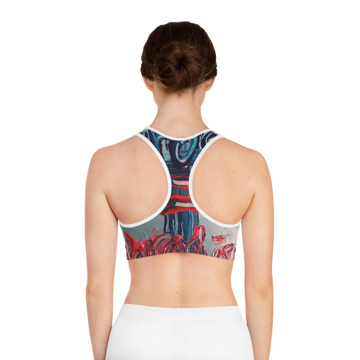 Abstract Expression Sports Bra — Bold Painted Art All-Over Print