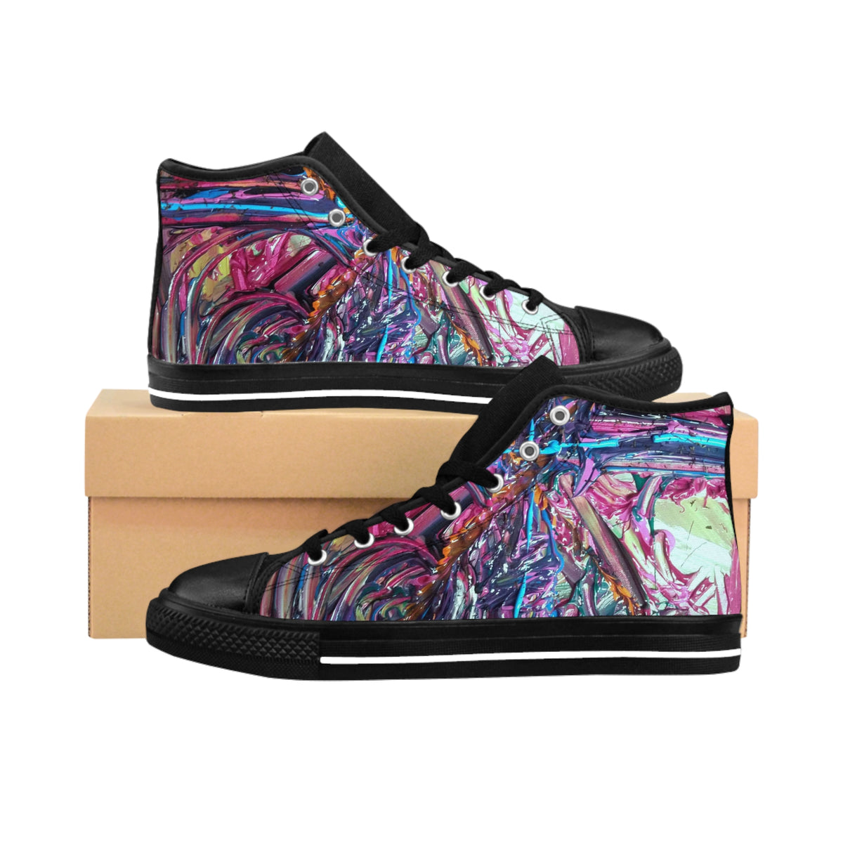 Abstract Graffiti High-Top Sneakers — Men's Classic Canvas Shoes