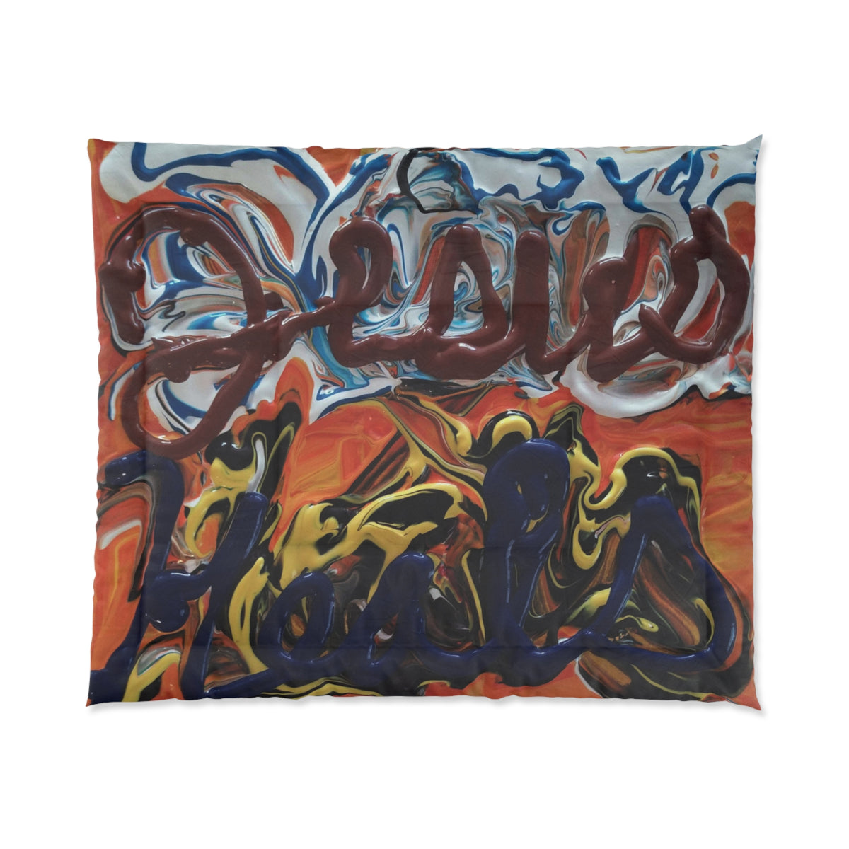 Jesus heals Abstract Swirl Comforter – Bold Red, Blue & Yellow Modern Art Bedding
