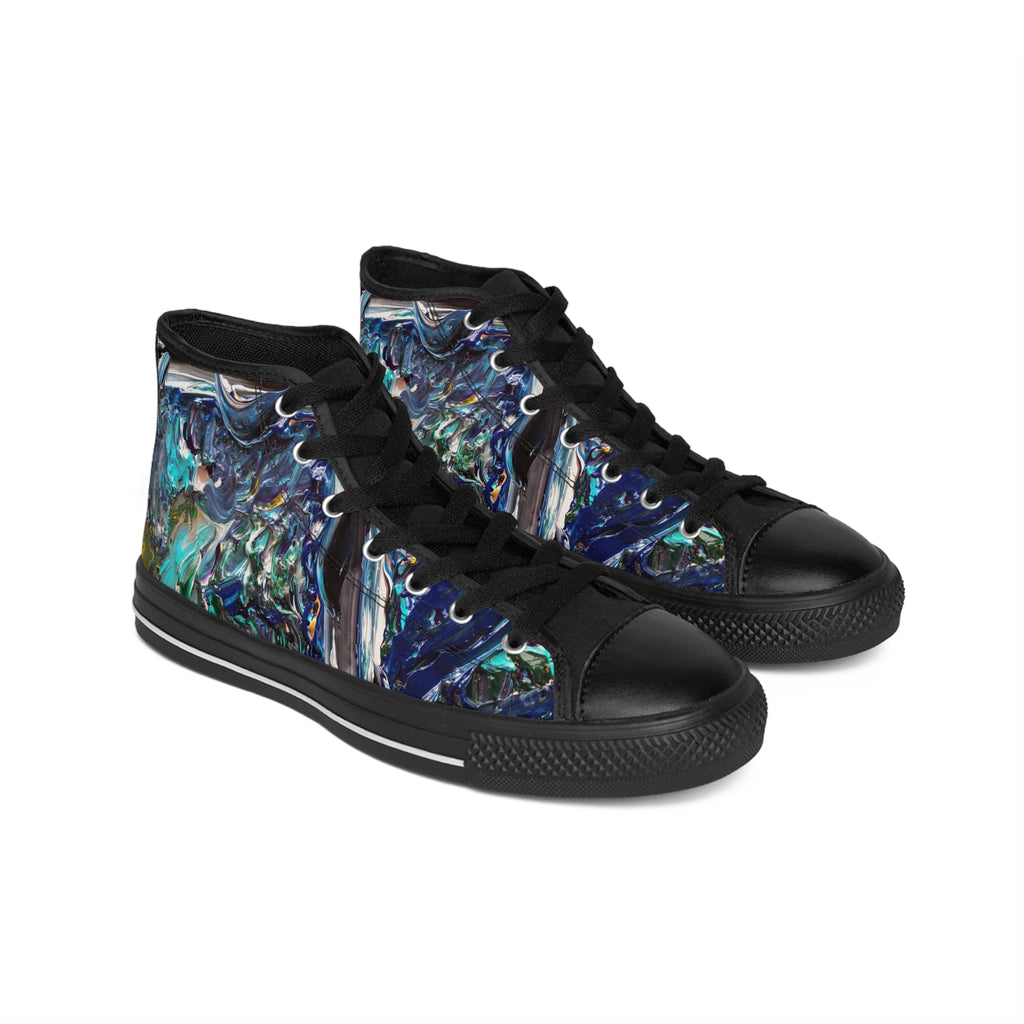 High-Top Sneakers — Abstract Ocean Blue Art Print