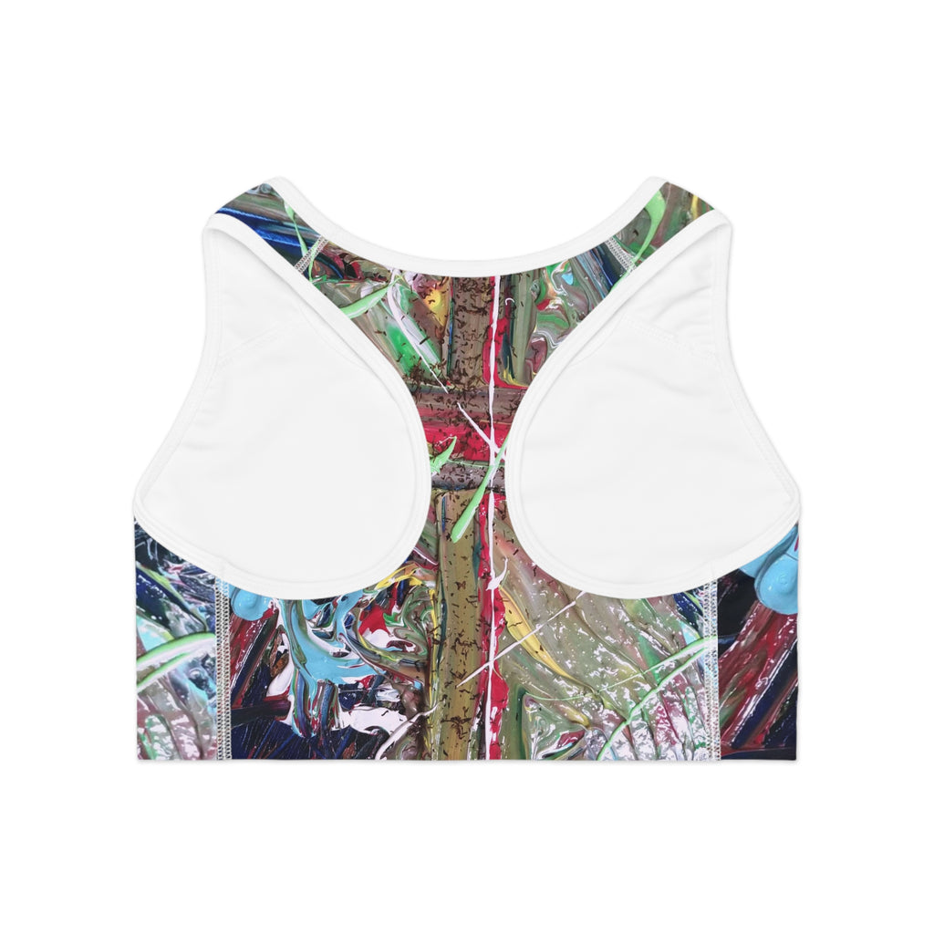 Abstract Paint Splash Sports Bra — Colorful All-Over-Print Activewear