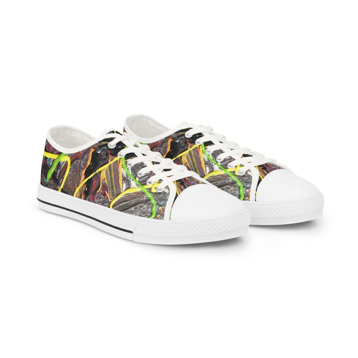 Abstract Neon Graffiti Low Top Sneakers