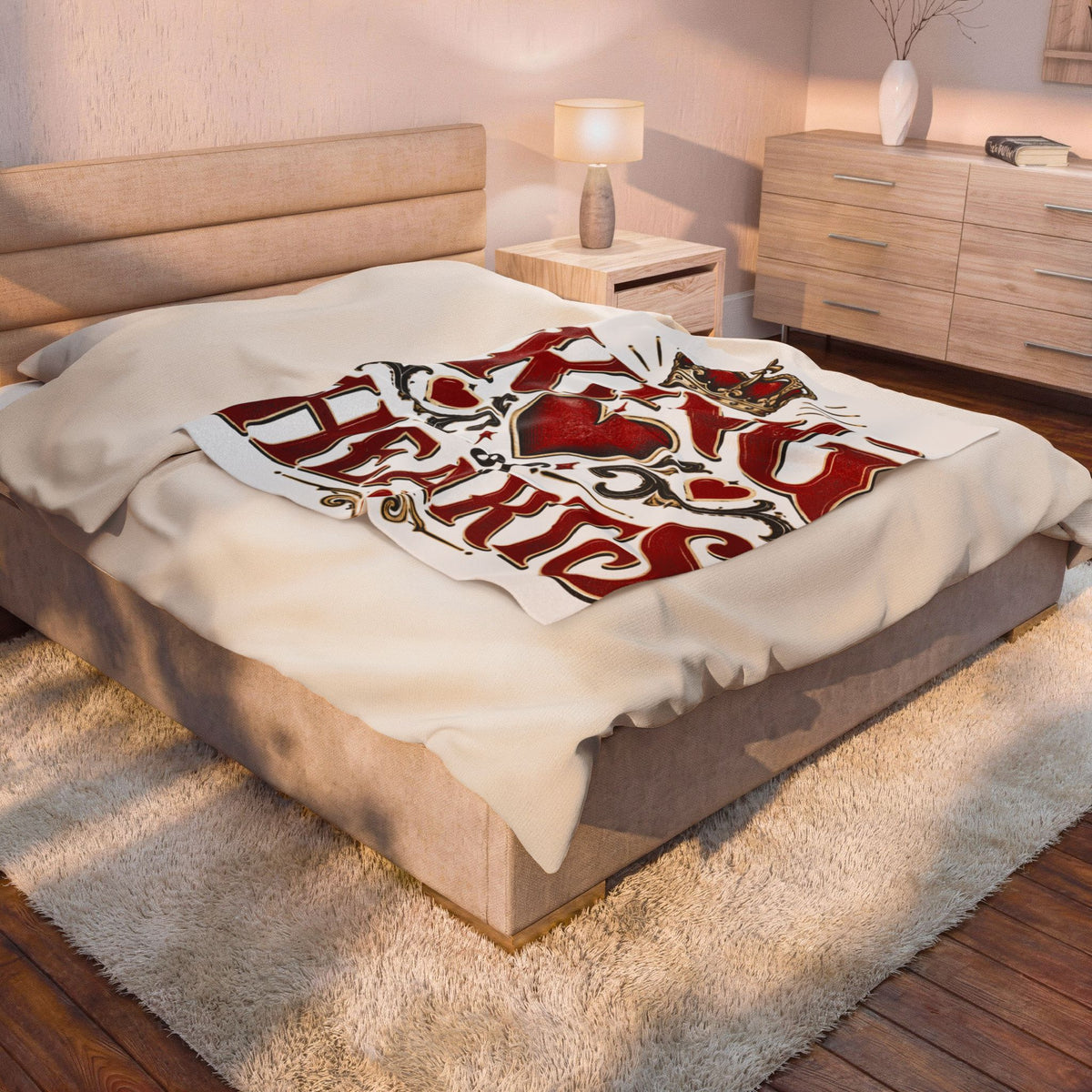 King of Hearts Velveteen Plush Blanket