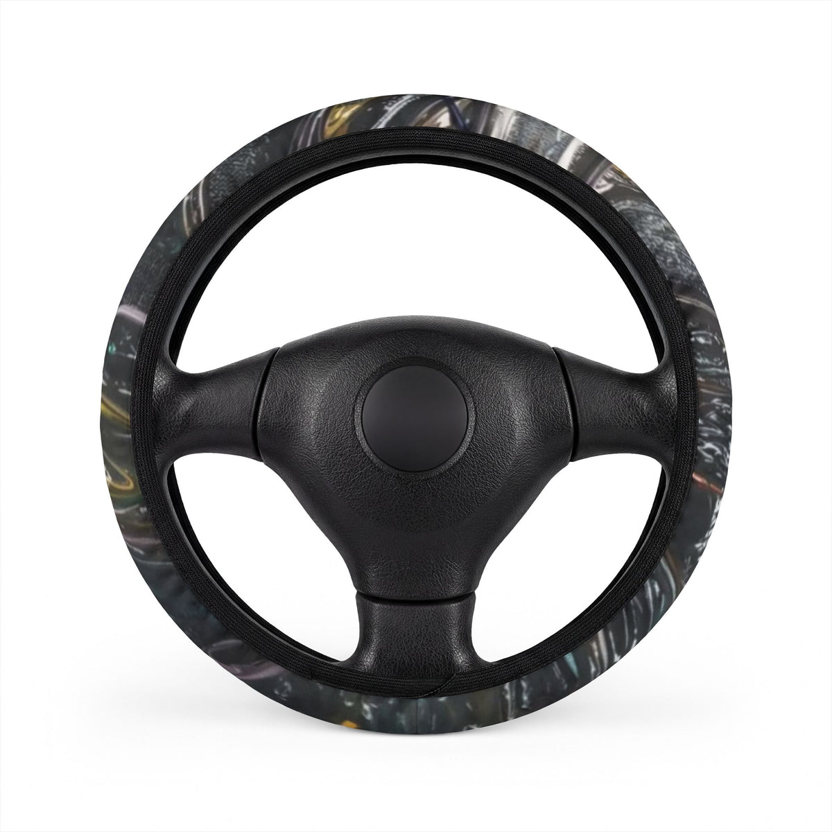 Camouflage Steering Wheel Cover — Black Camo Car Accessory