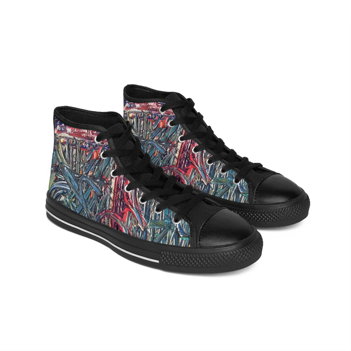 Artistic High-Top Sneakers for Women, Unique Fashion Footwear, Casual Style, Trendy Gift, Creative Art Shoes