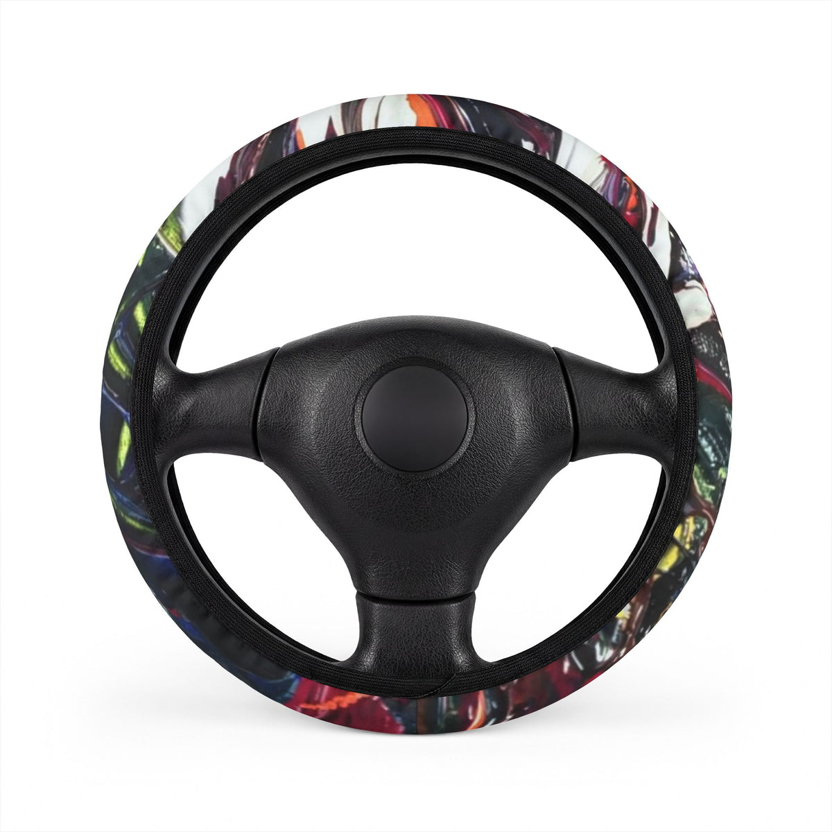 Floral Tie-Dye Car Steering Wheel Cover — Colorful Boho Grip