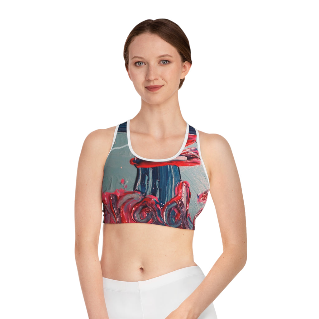 Abstract Expression Sports Bra — Bold Painted Art All-Over Print