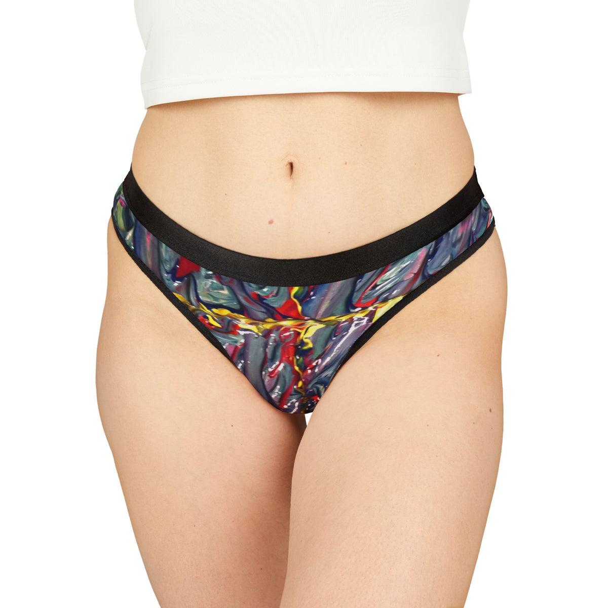 Abstract Marble Print Thong — Colorful Women's Lingerie