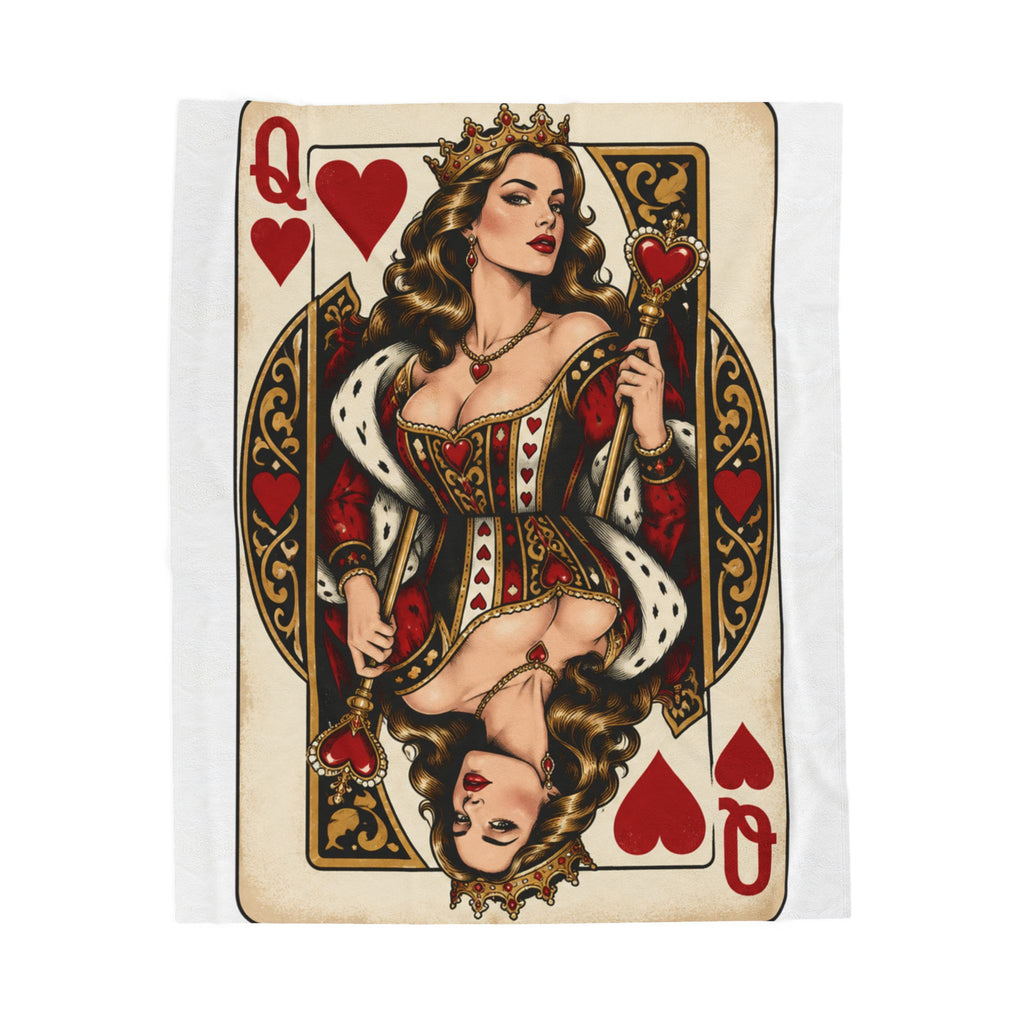 Queen of Hearts Playing Card Velveteen Plush Blanket