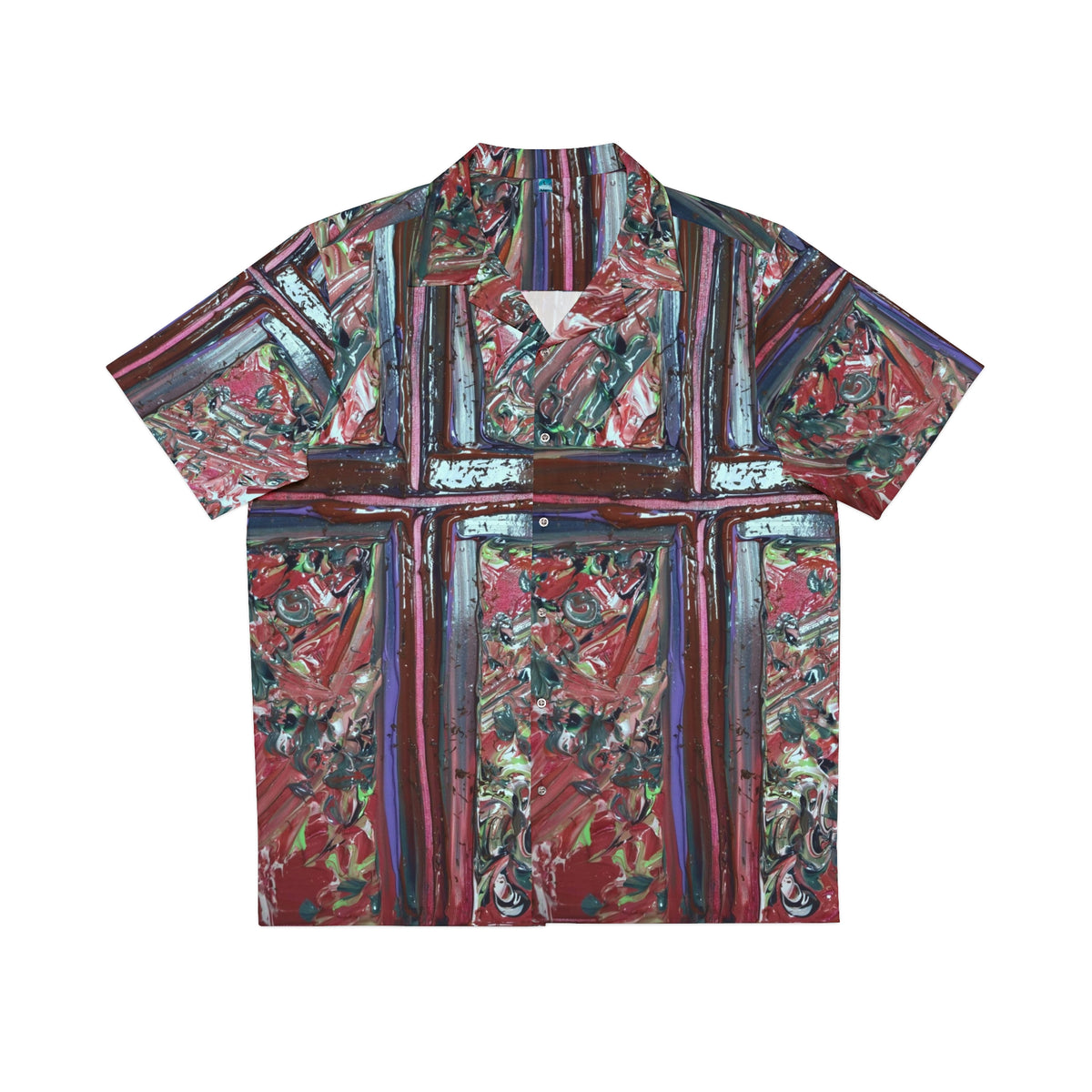 Hawaiian Shirt — Abstract Red Cross Pattern Floral AOP