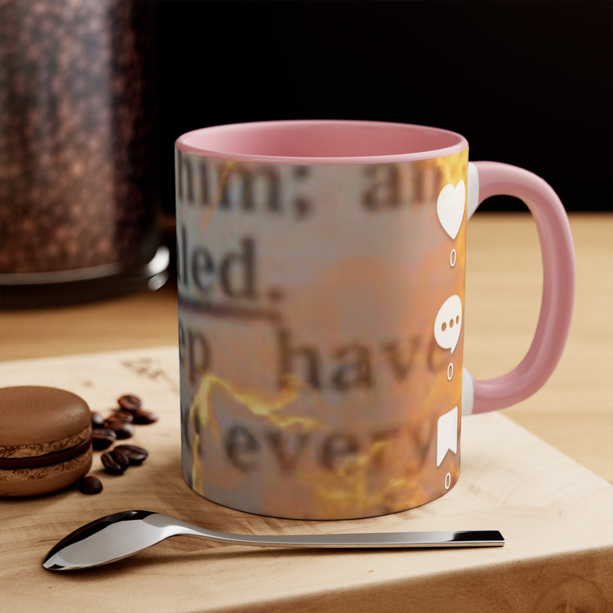 Inspirational Scripture Accent Mug — "Healed" Text Design, Pink Interior
