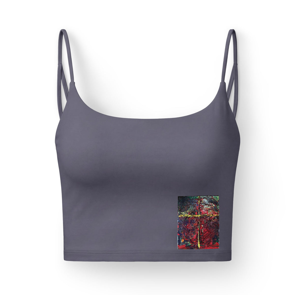 Luxe Crop Bra — Abstract Colorblock Art Print