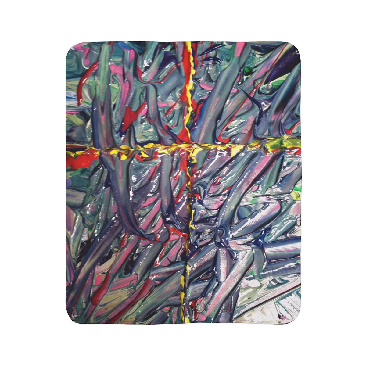 Abstract Colorwave Sherpa Blanket — Cozy Multicolor Swirl Throw