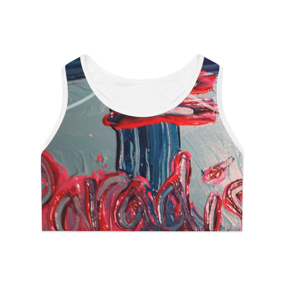 Abstract Expression Sports Bra — Bold Painted Art All-Over Print