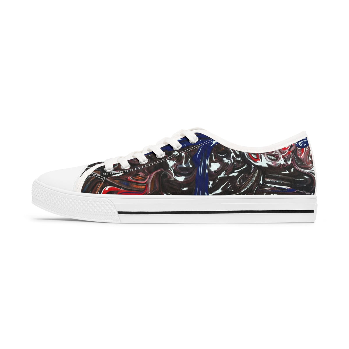 Low Top Sneakers — Abstract Metallic Swirl Graphic Women’s Canvas Shoes