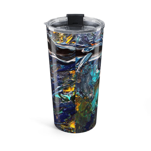 20oz Abstract Ocean Resin Tumbler — Iridescent Blue Travel Cup