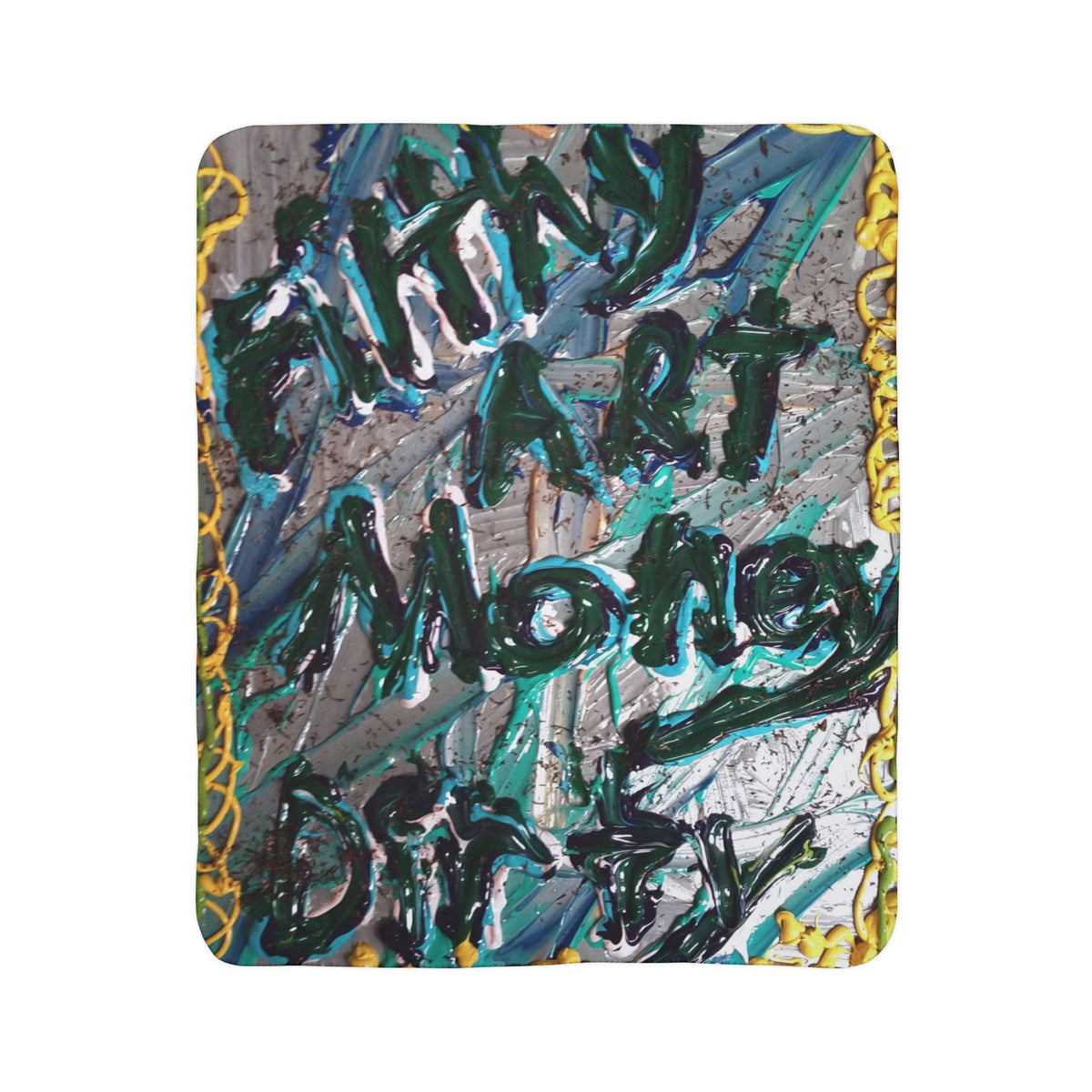 Abstract Painted 'Money Isn't Real' Fleece Sherpa Blanket