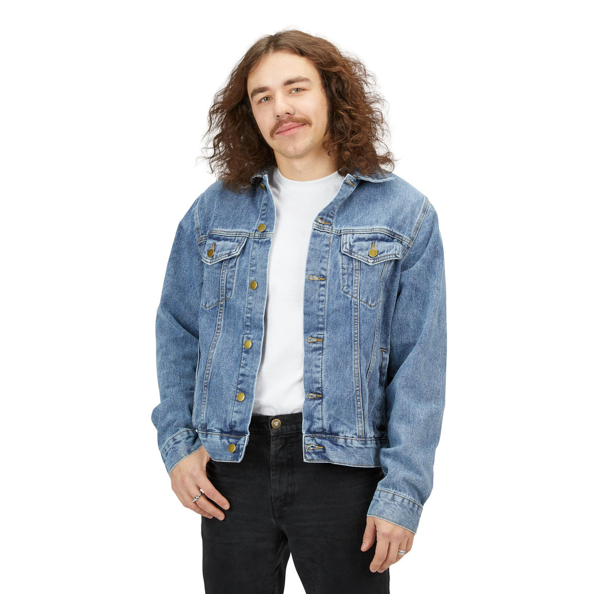 Denim Jacket — Abstract Red Window Back Patch