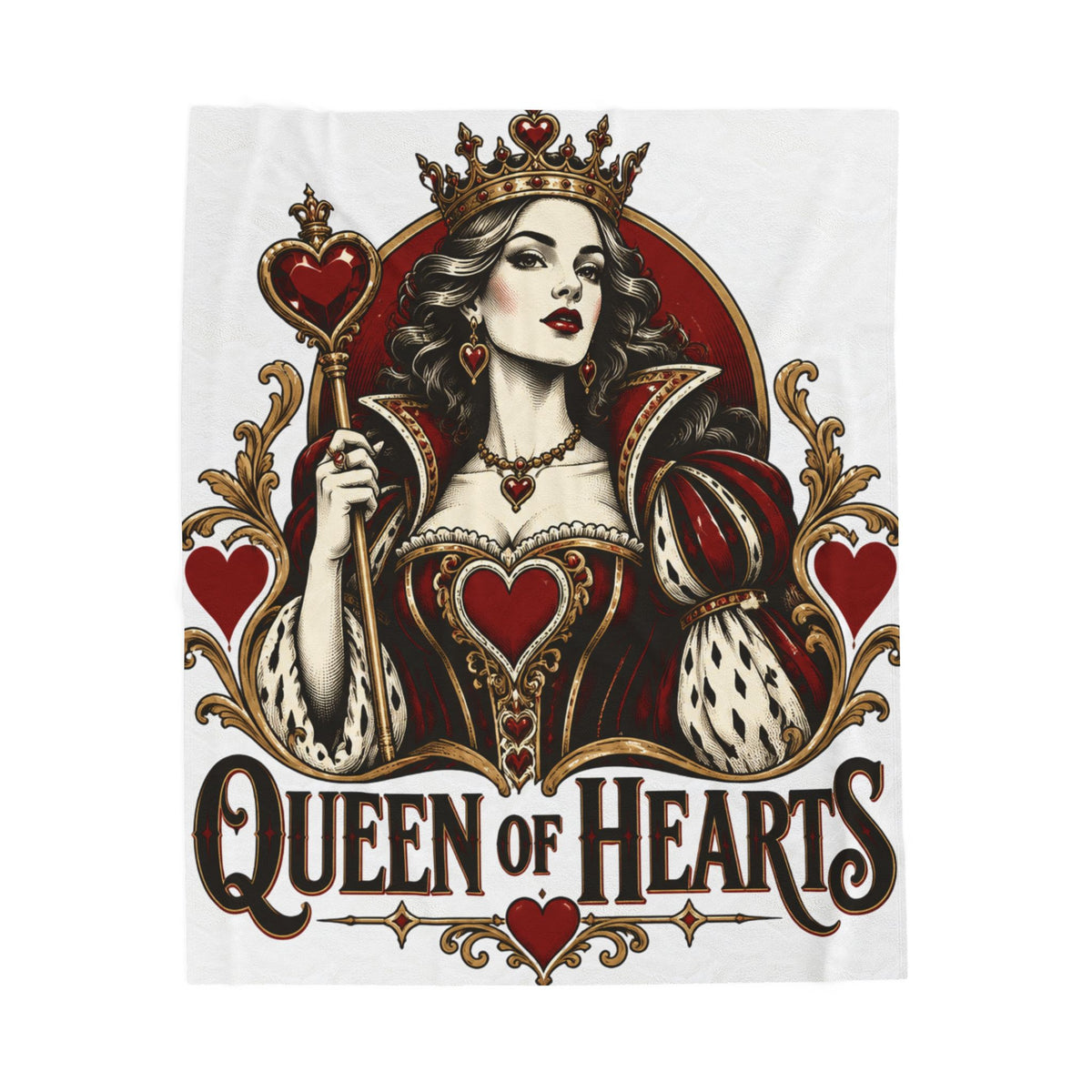 Queen of Hearts Velveteen Plush Blanket