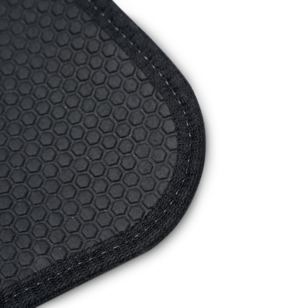 Abstract Metallic Cross Car Floor Mat — One-Piece Protective Automotive Mat
